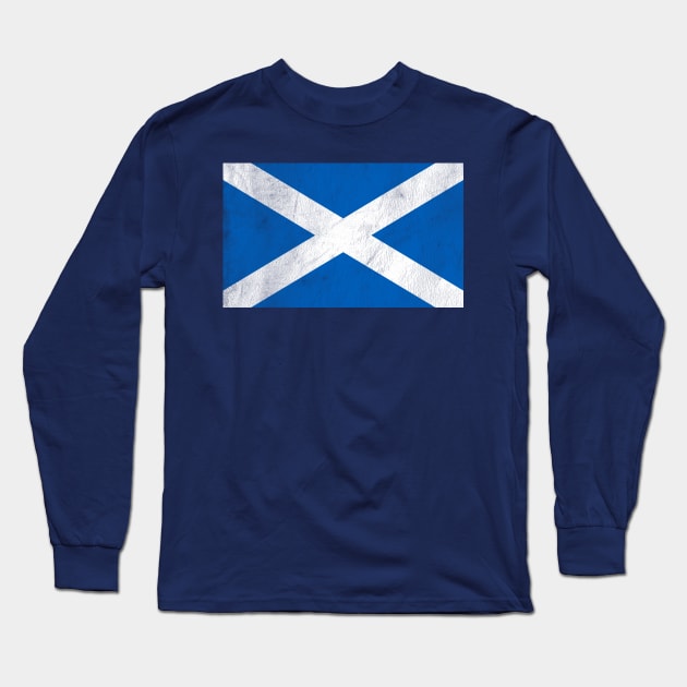 Vintage Style Scottish Flag Design Long Sleeve T-Shirt by DankFutura